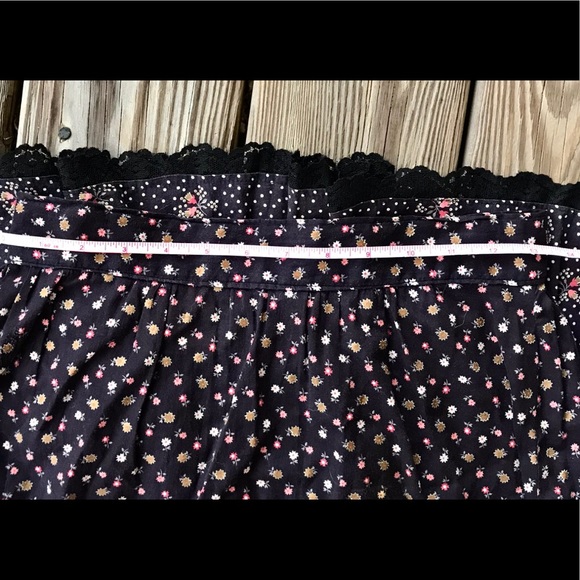 Vtg🎀Gunne Sax Black Calico Skirt Size S Prairie Midi Lace Trim👒🌾(RESERVED) - Picture 14 of 15